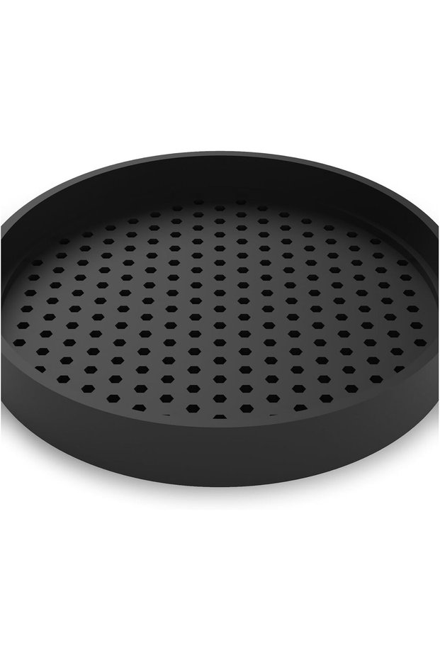 Round EDC Valet Tray with Flexible Cushion Mesh Floor, Entryway Bedside Organiser, 17.7 cm, Black