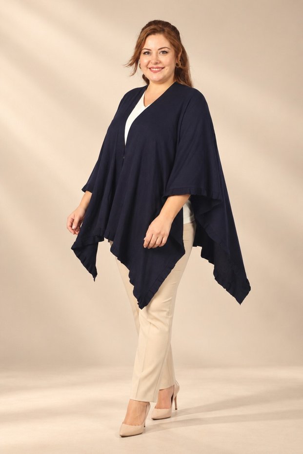 Women's Open-Front Skirt with Ruffled Hem and Poncho