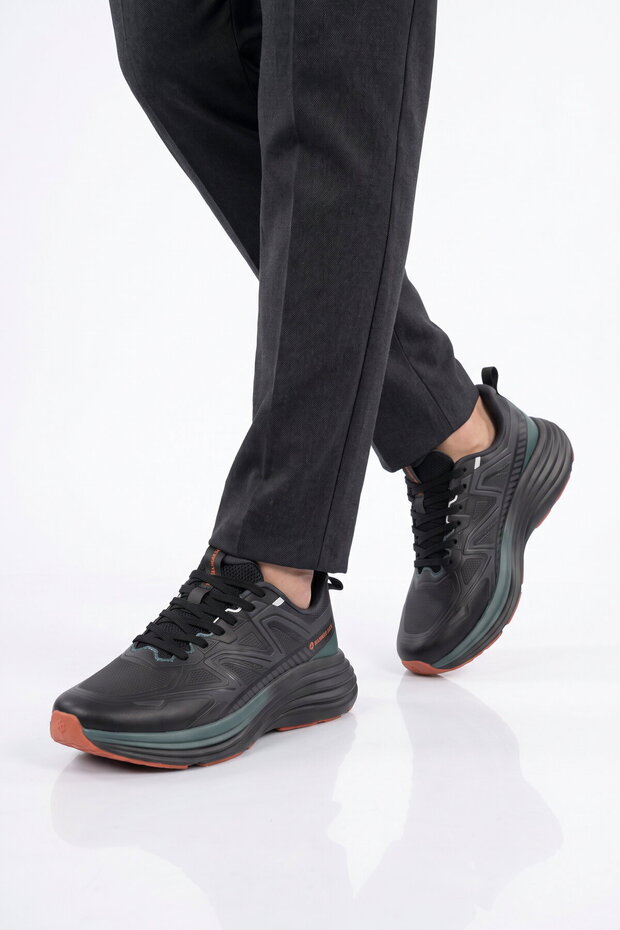 Black and Navy Lace-Up Men's Walking and Sneakers with a Lightweight, Comfortable Sole—Veyra 101 26512-M