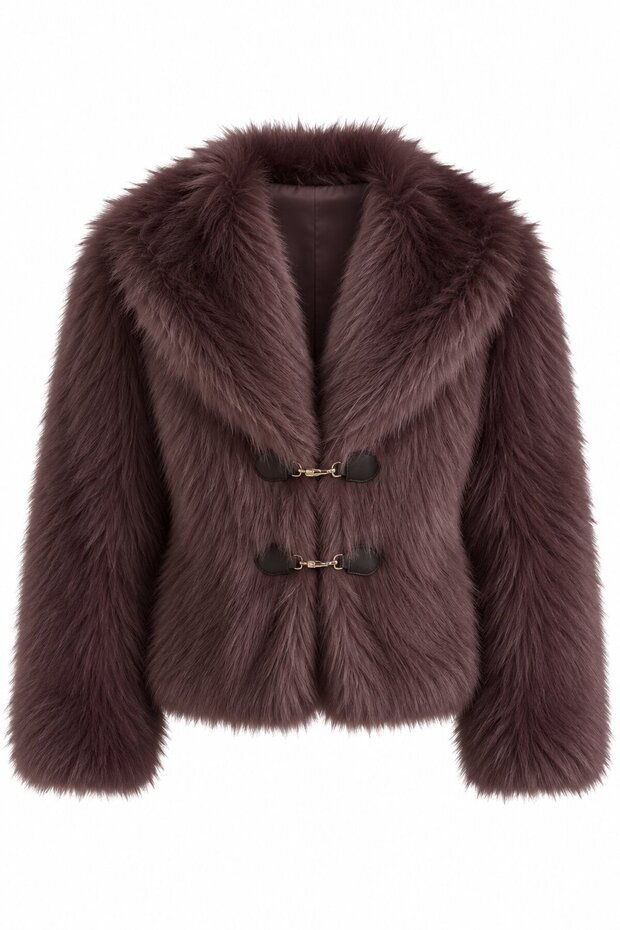 Dark Brown Faux Fur Coat - 2y9679