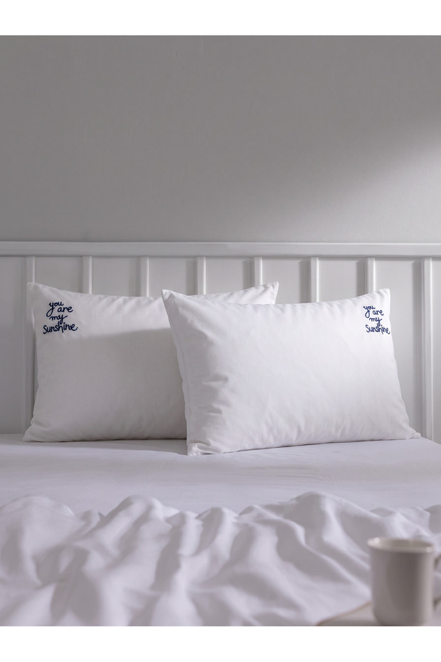 Sunshine Embroidered 100% Cotton Set of 2 Pillowcases, 50x70 cm