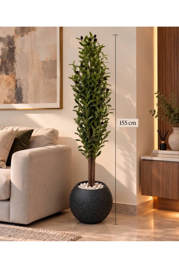 Artificial Olive Tree with Ball Basin - 155cm Height
