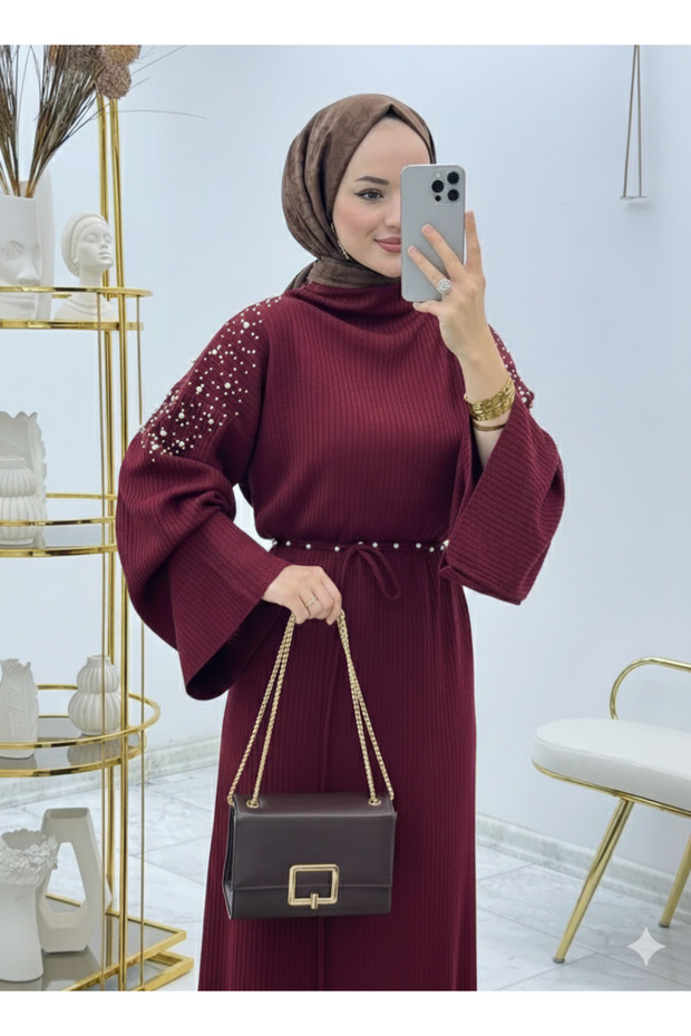 Women's Off-the-Shoulder Long Knit Dress, 135 cm, Standard Size, Fits Sizes 36–44