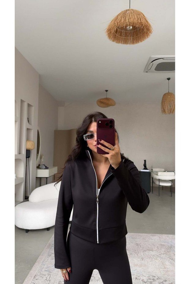 Black Scuba Zipper Jacket
