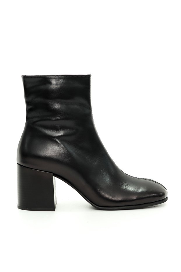 Genuine Patent Leather Black Women's Heeled Boots - ZB151