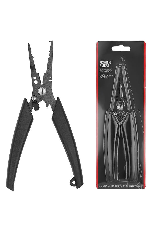 Fishing Pliers, Teflon Coated Hook Remover Tool, Multi-Function Split Ring Pliers with Line Cutter,