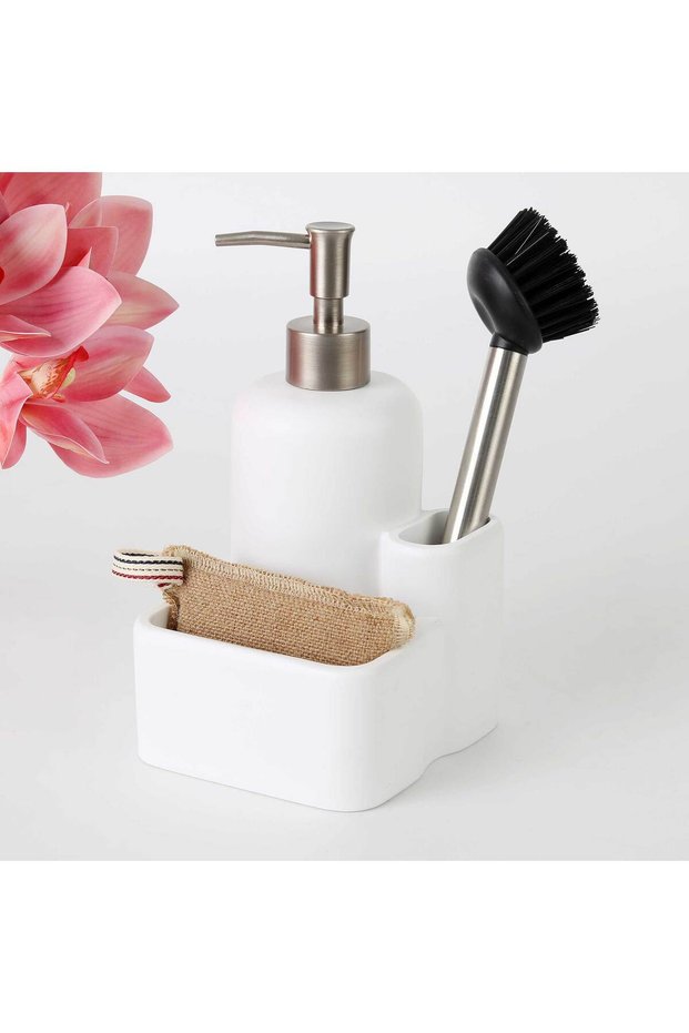 Leonis Brush-Tip Liquid Soap Dispenser, White