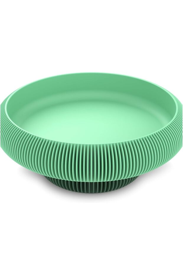 Ribbed Bowl with Hidden Twist-Lock Container, Entryway Desk Vanity Organiser, 20.5 cm, Sage Green