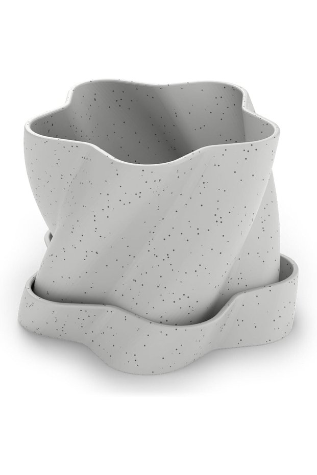 Star Plant Pot with Drip Tray, Twisted Star Shaped Planter with Drainage Holes for Succulents