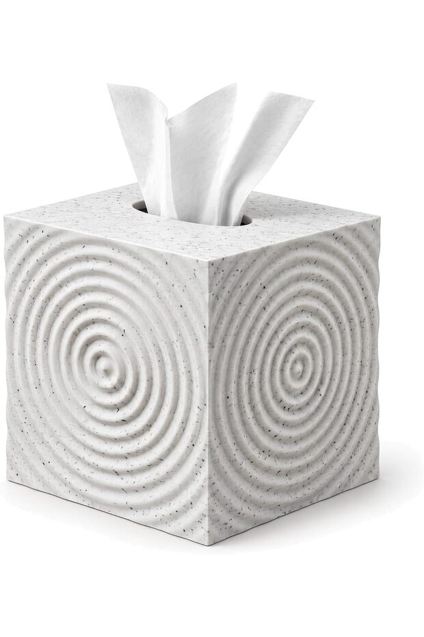 Ripple Cube Tissue Box Cover 14 cm, Modern Square Tissue Holder for Cube Boxes up to 13.4 cm