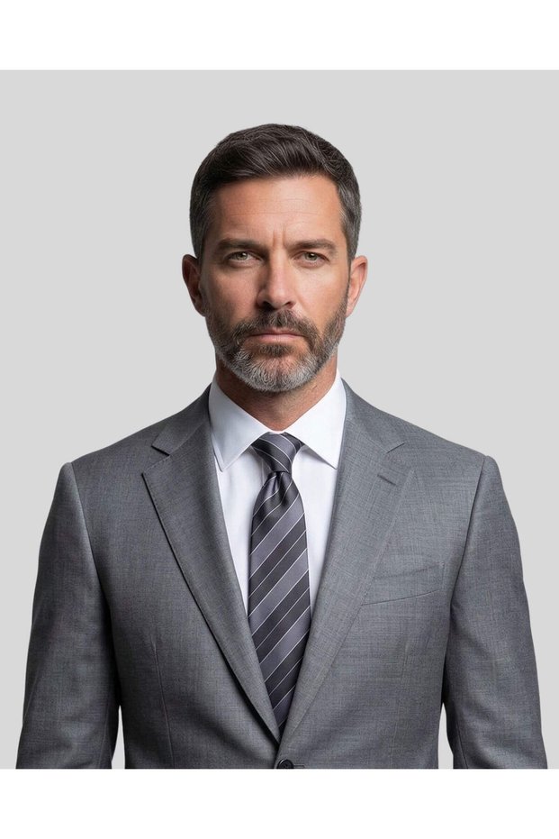 Anthracite Tie with Gray Stripes – 8 cm wide