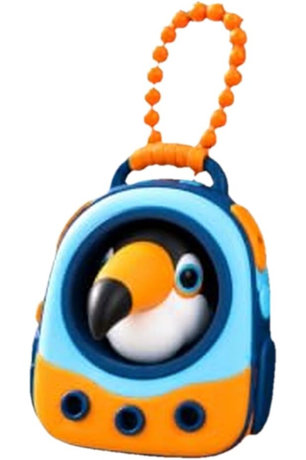 Fidget Keychain, Press-Click Mini Backpack Charm with Cute Character, School Bag, Pencil Case & Desk