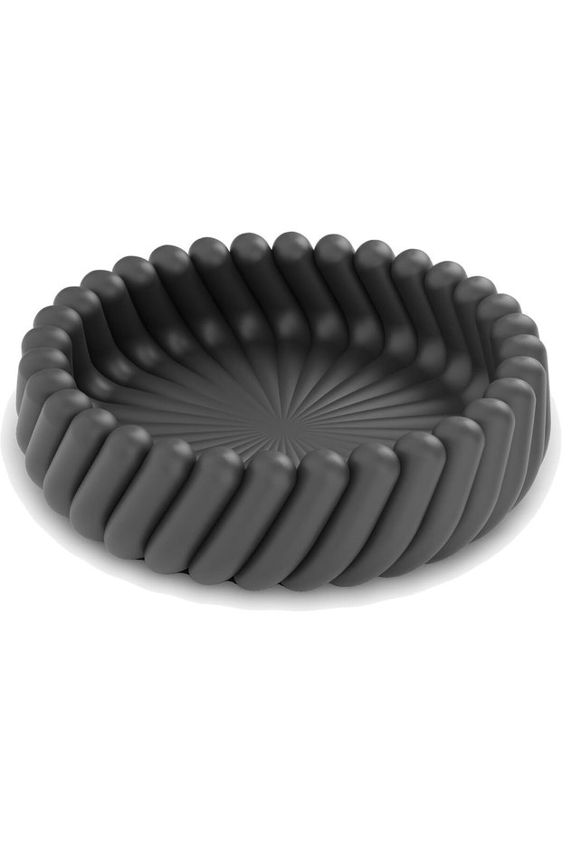 Spiral Ribbed Catchall Bowl, 16 cm Twisted Key Bowl for Entryway, Coins, Desk and Nightstand, Black