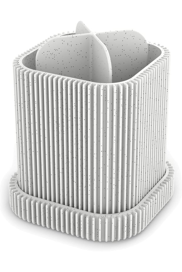 Toothbrush Holder with Drip Tray and Removable Divider, Modern Minimalist Vanity Cup, Matte, Marble