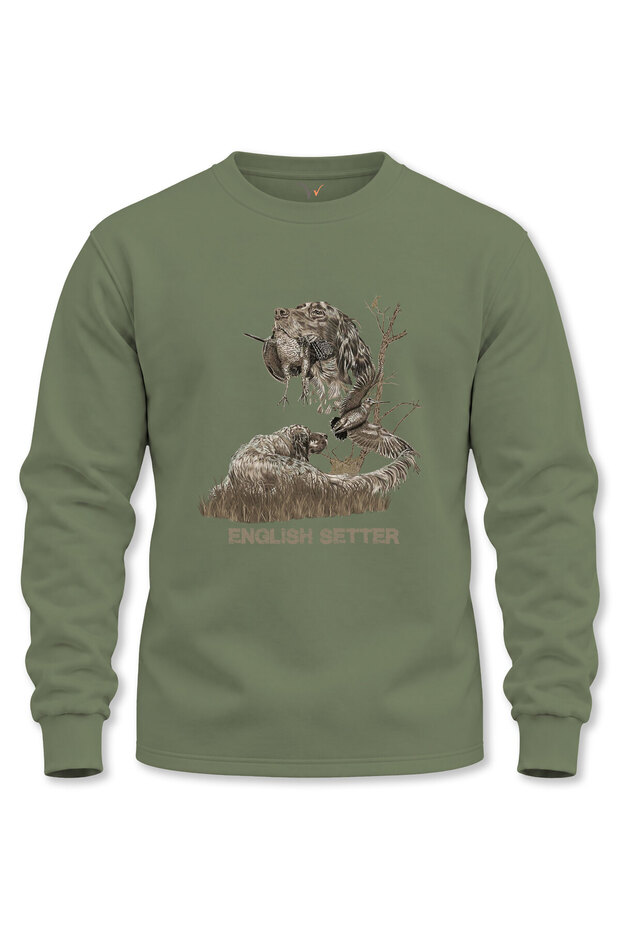 Hunting Hunter Woodland English Setter Woodcock Print Cotton Regular Fit crew neck sweatshirt