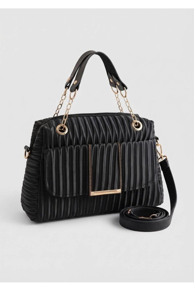 BLACK Women's Zipper-Closure Shoulder Bag