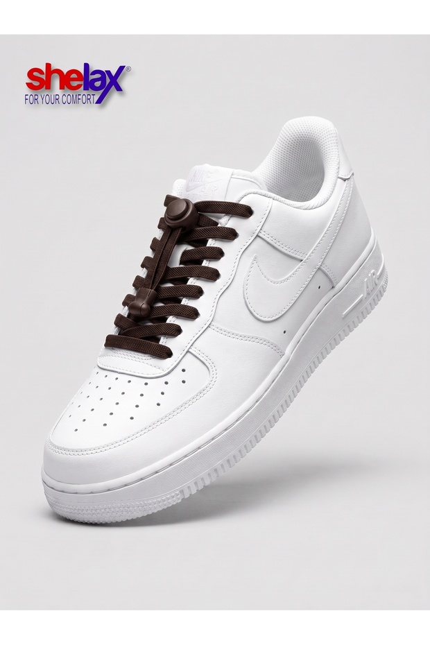 Flat-Spring Clip-Lock Smart Shoelace - Brown