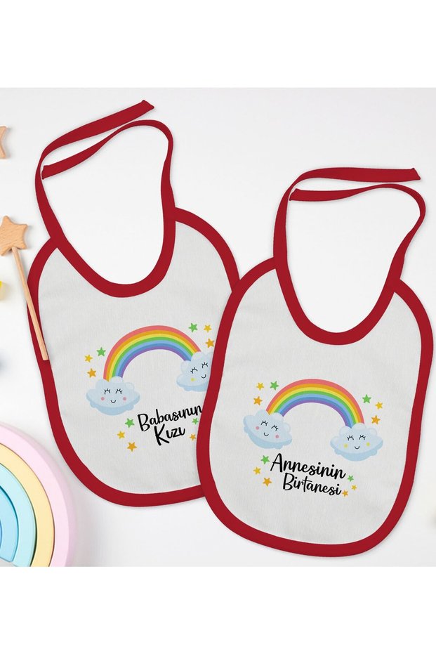 BK Kids Mom and Dad-Designed 2-Pack Red Baby Bibs-3