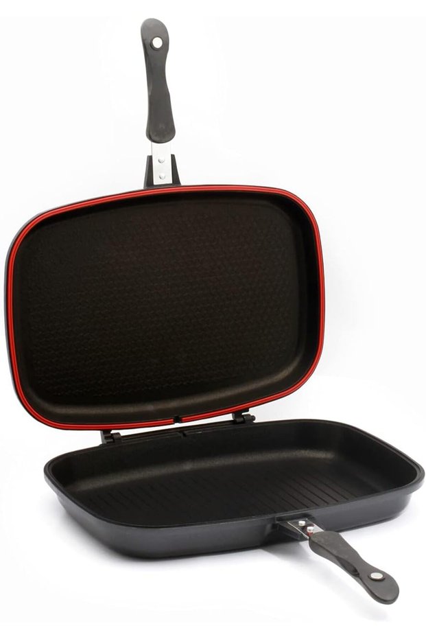 Double Grill Pan By Royalford, Aluminum, Black, 36 cm, Rf- 7902