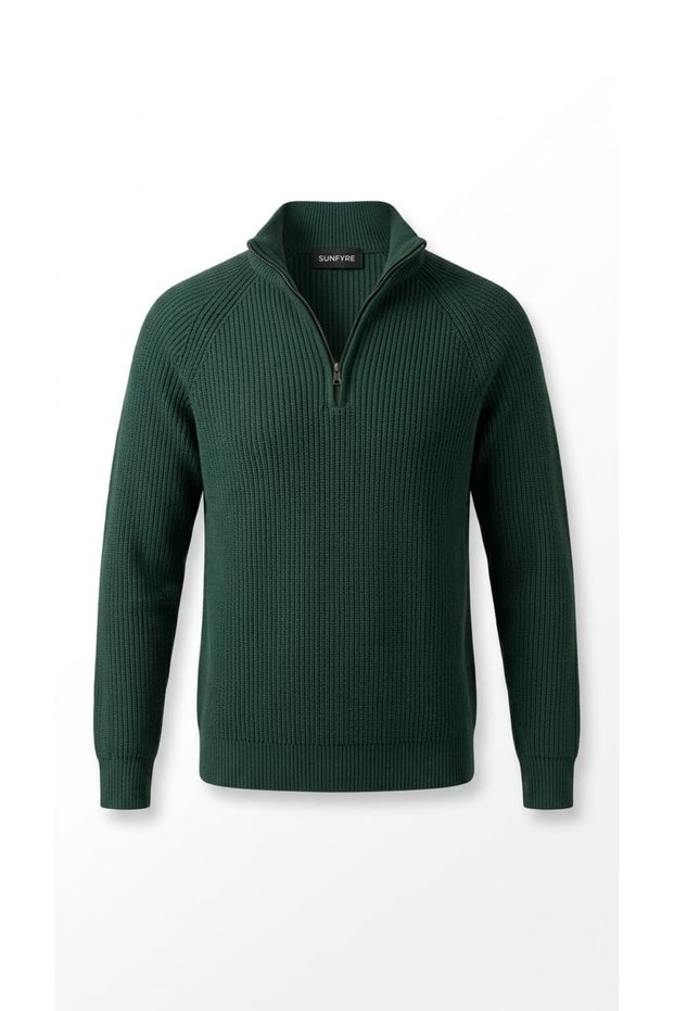 Men's Half-Zip Mock Neck Chunky Knit Sweater SUN663