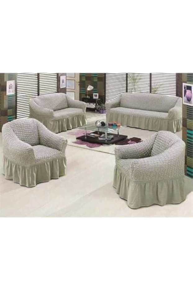 Cotton Turkish Sofa Cover Set - Gray