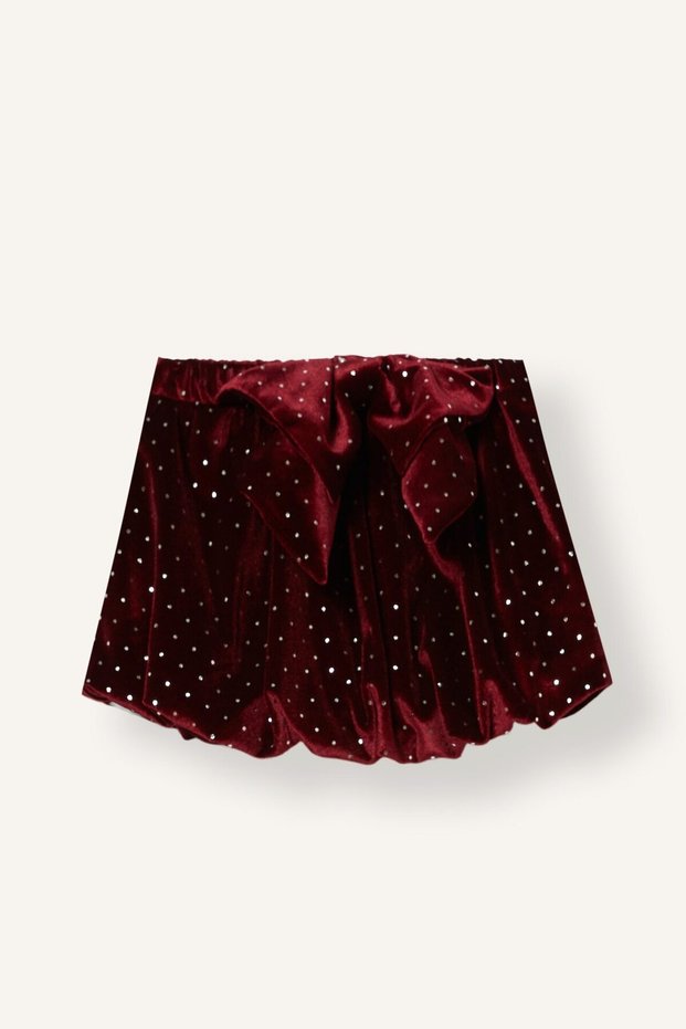 Poplin Lined Mini Skirt with Bow and Rhinestones for Baby Girls J1422A526Cw