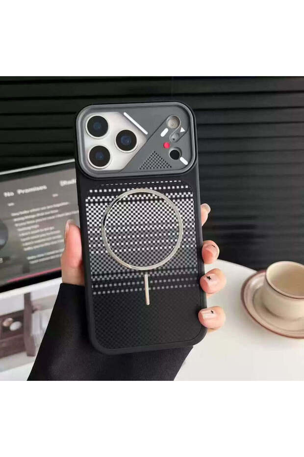 Premium Black Case with Carbon Fiber Look and M-Safe Feature, Compatible with Apple iPhone 15 Pro Max.