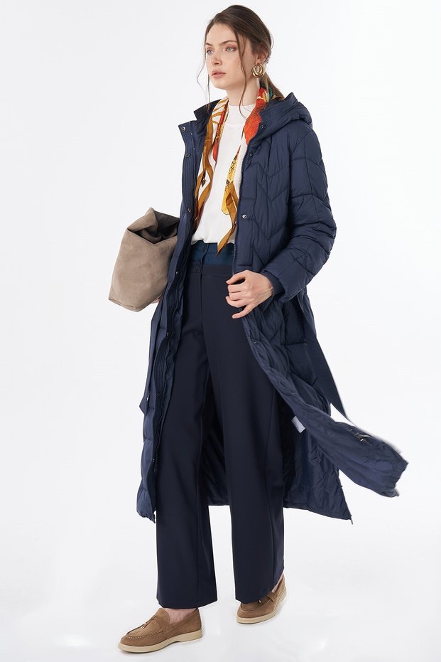 Anorak Jacket with Belt Detail, Navy Blue.