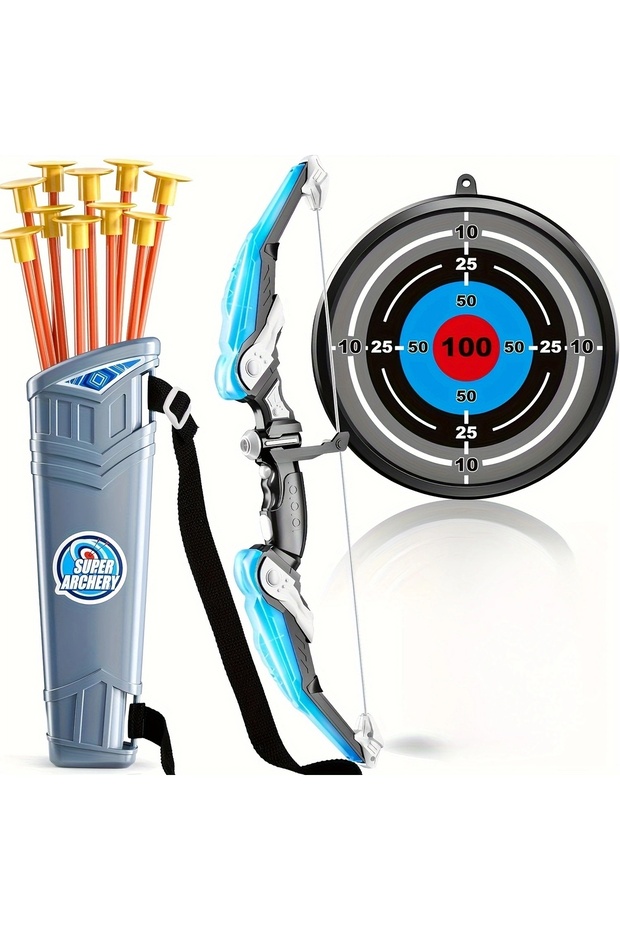 Blue Children's Bow and Arrow Set Archery Toy Set Indoor and Outdoor Toys for Boys and Girls Amuseme