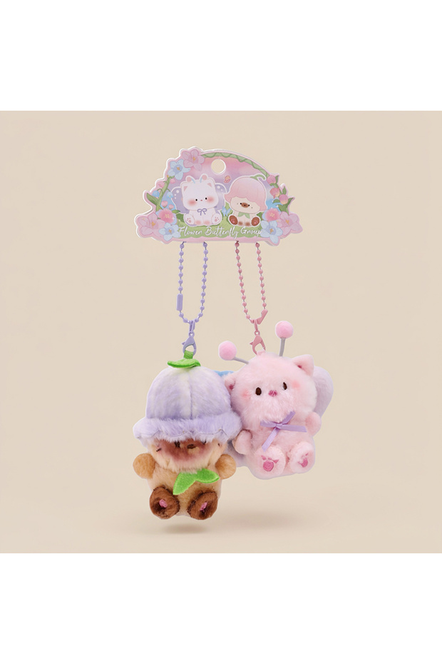 around 10cm butterfly pink 1 Pair Flower Fairy Plush Keychains Magnetic Couple Pendant Bee Rabbit Do