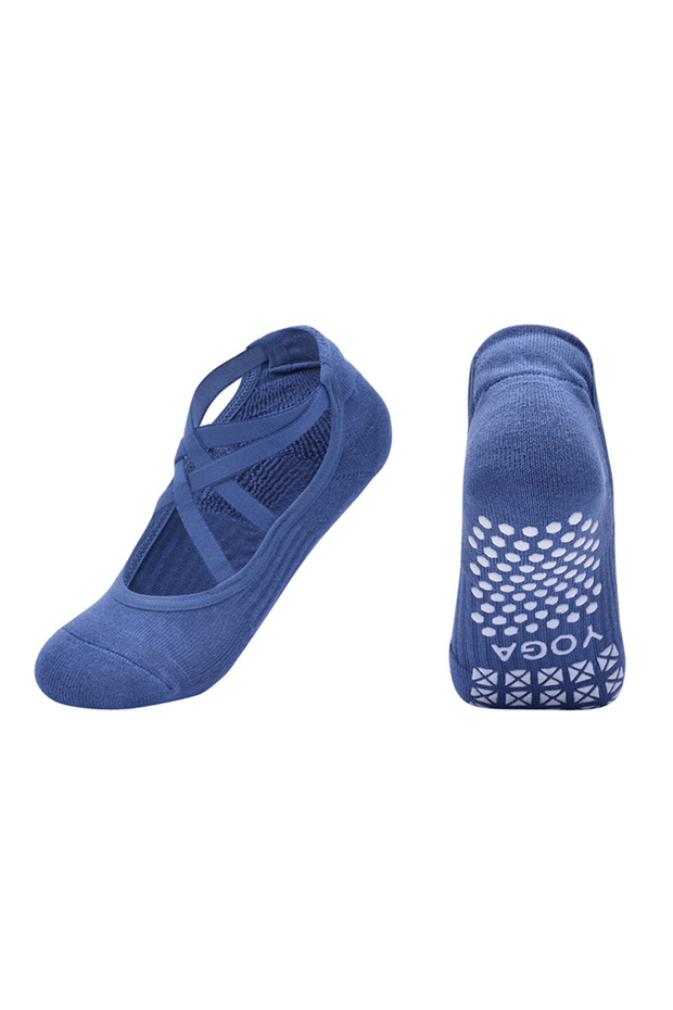EUR 35-40 US 4.5-8.5 Deep Blue Women Non-Slip Breathable Yoga Socks Ladies Bandage Backless Pilates