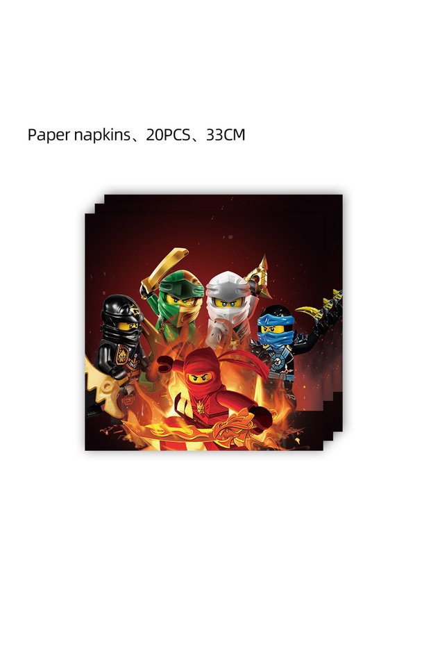 Other napkins-20pcs Cartoon Ninja Theme Birthday Party Decorations Cute Balloons Plates Banner Table