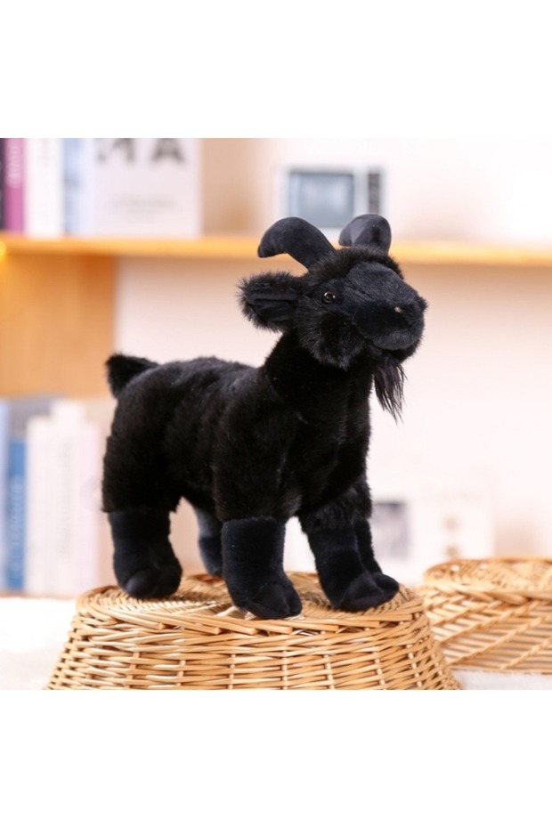 18cm Black Cute 18/30cm Baby Goat Plush Doll PP Cotton Horned Sheep Doll Toys Soft Fluffy Stuffed An