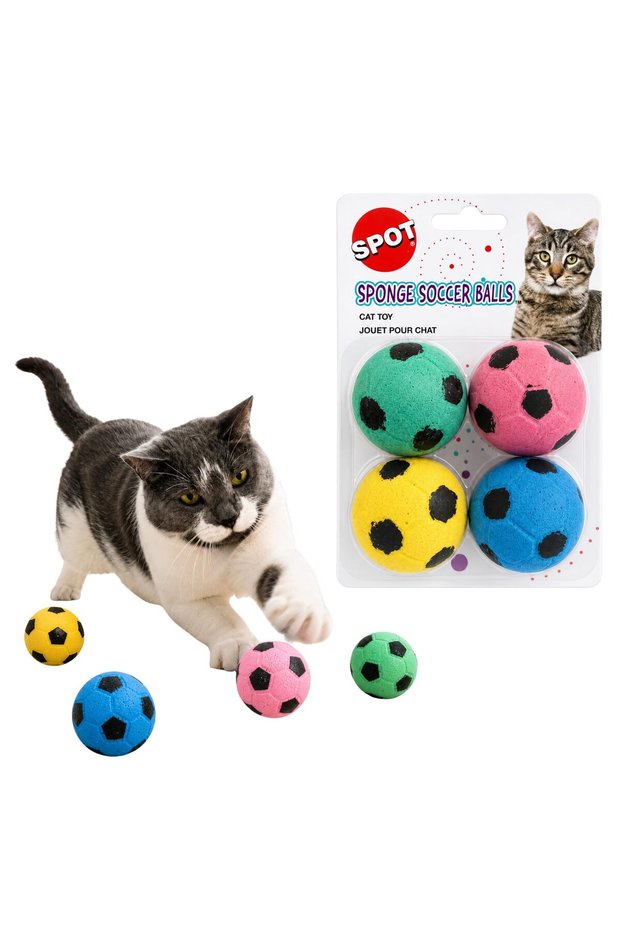 Ethical Sponge Soccer Balls Cat Toy, 4-Pack