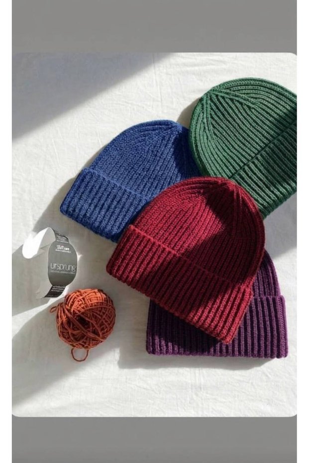 Unisex Foldable Green-Blue-Red-Purple 4-Piece Beanie Set