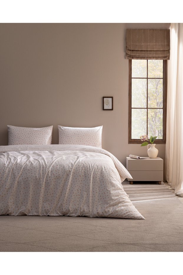 Assia Single Bed 100% Cotton Printed Duvet Cover Set - Powder Pink
