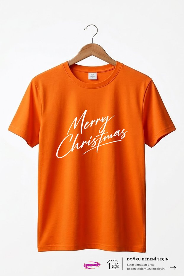 Unisex Merry Christmas-Themed Stylish and Elegant Printed 100% Cotton Basic T-Shirt.