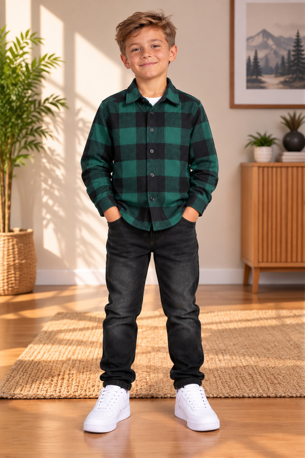 Winter Holiday flannel shirt for Ages 5–12