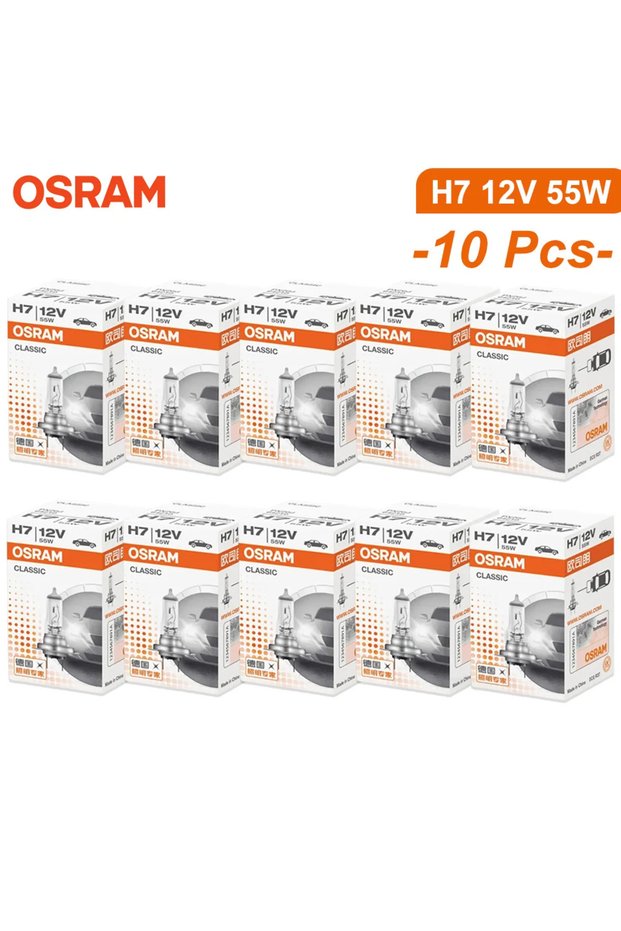 10Pcs Lot OSRAM CLASSIC 64210 H7 12V 55W PX26d Standard Hi/lo Beam Car Lamp 3200K White Halogen Ligh