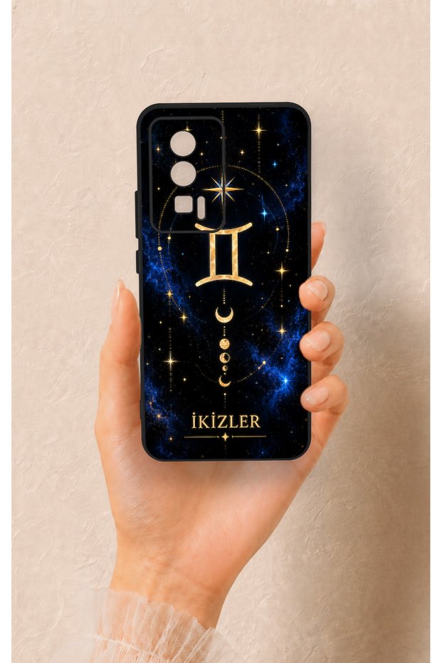 Poco F5 Pro Compatible Silicone Case with a Gemini Zodiac-Themed Design.