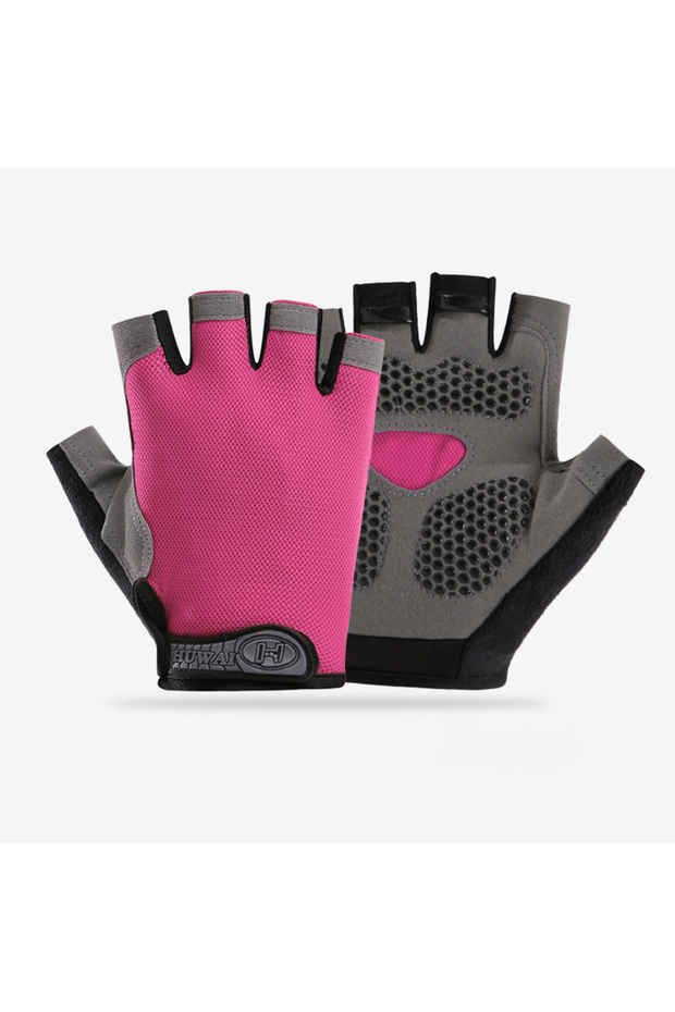 M upgrade pink Men Cycling Bicycle Gloves Half Finger Gym Gloves Women Mitten Breathable Anti-slip G