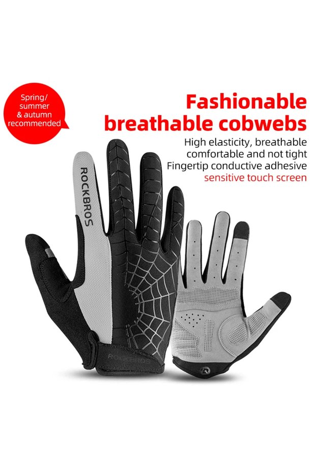 L S109-1BGR Spring Cycling Gloves Full Finger Breathable Anti-Slip Bicycle Gloves