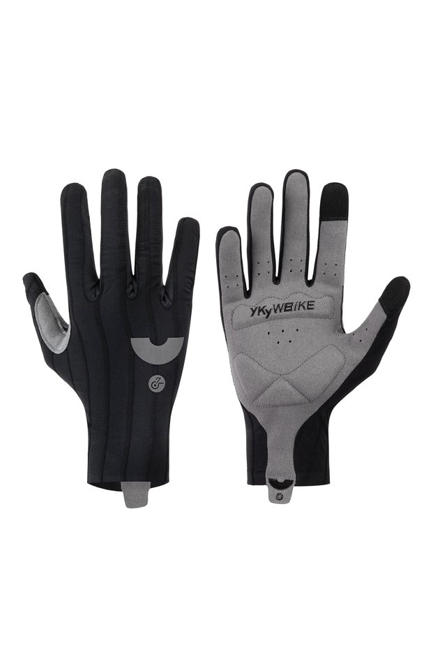 L YGLS2536 black YKYWBIKE Cycling Gloves Woven Aerodynamic Striped Bicycle Sports Gloves Anti-Slip R