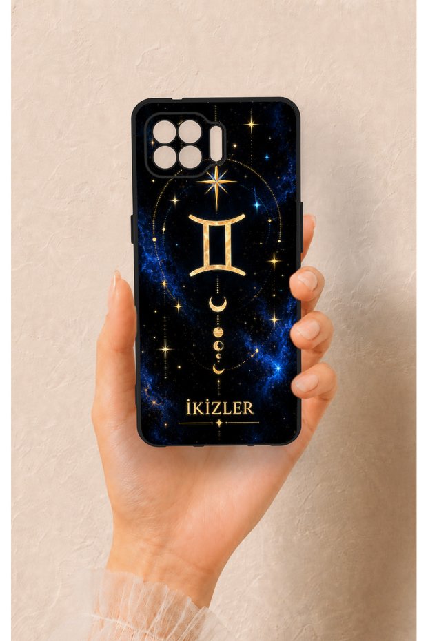 Oppo Reno 4 Lite Compatible Silicone Case with a Gemini Zodiac Sign Pattern.
