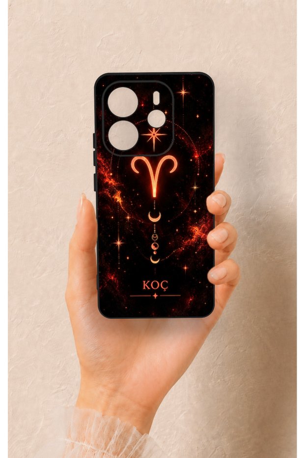 Redmi Note 14 4g Compatible Silicone Case with a Zodiac Sign of Aries Design.