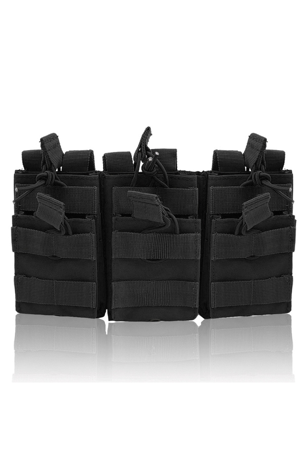 Black Molle Pouch Triple Magazine Pouch Double-Layer Mag Pouches Universal Cartridge Holder for M4 M