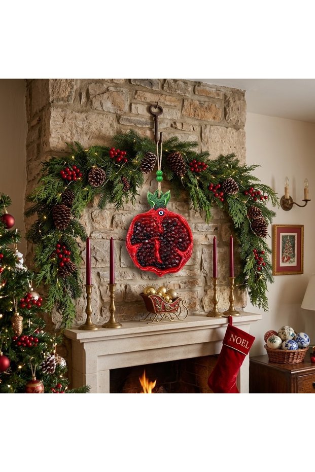 1 Piece of New Year and Wall Decoration, Large Size, 11cm, Red with Evil Eye Beads, Symbolizing Abundance and Prosperity.
