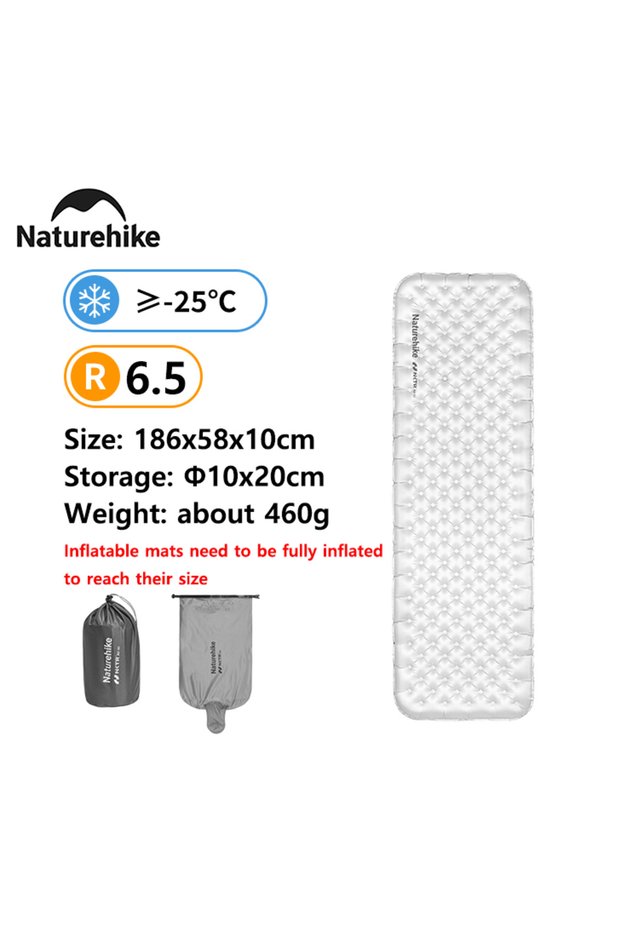 M - 186x58x10cm 2026 6.5 High R-Value Camping Sleeping Air Mattress Ultralight