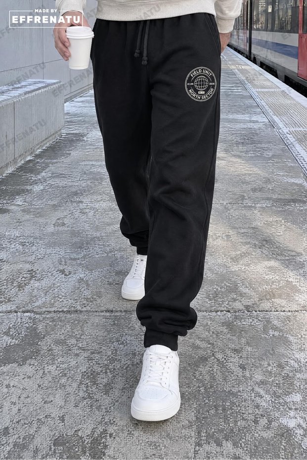 Field Unit Coordinates Printed Black Unisex Jogger Sweatpants