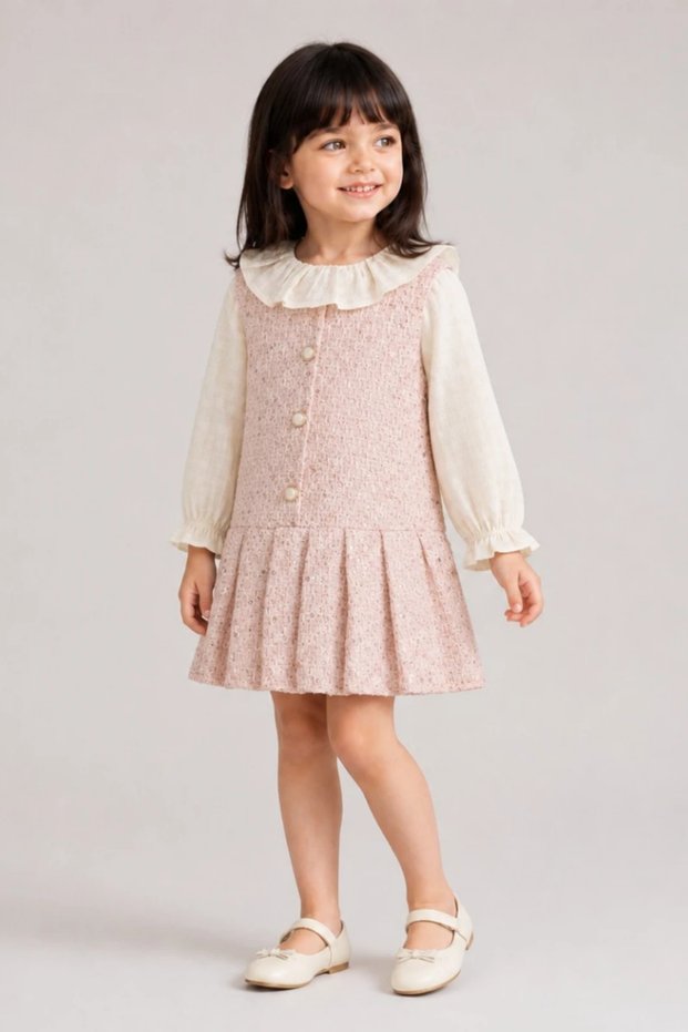Sweetme Girls' Sequin Embellished Dress, Powder Pink.